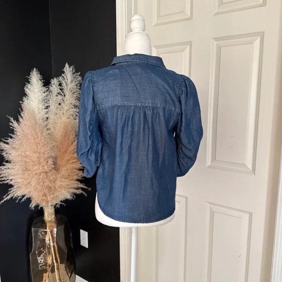 Splendid Puff Sleeve Denim Button Down Shirt 
size Small - Picture 7 of 12